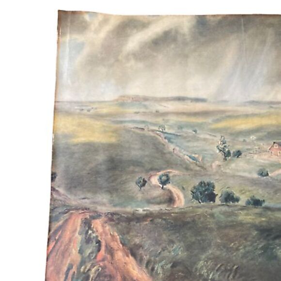 Vintage Farm Print 14X17" Storm Cloud Barn Dirt Road Artist ? Curry - Picture 2 of 7